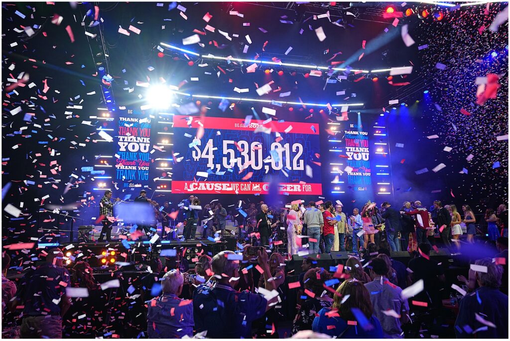 Confetti dropping at The Big Slick fundraising event in Kansas City, MO